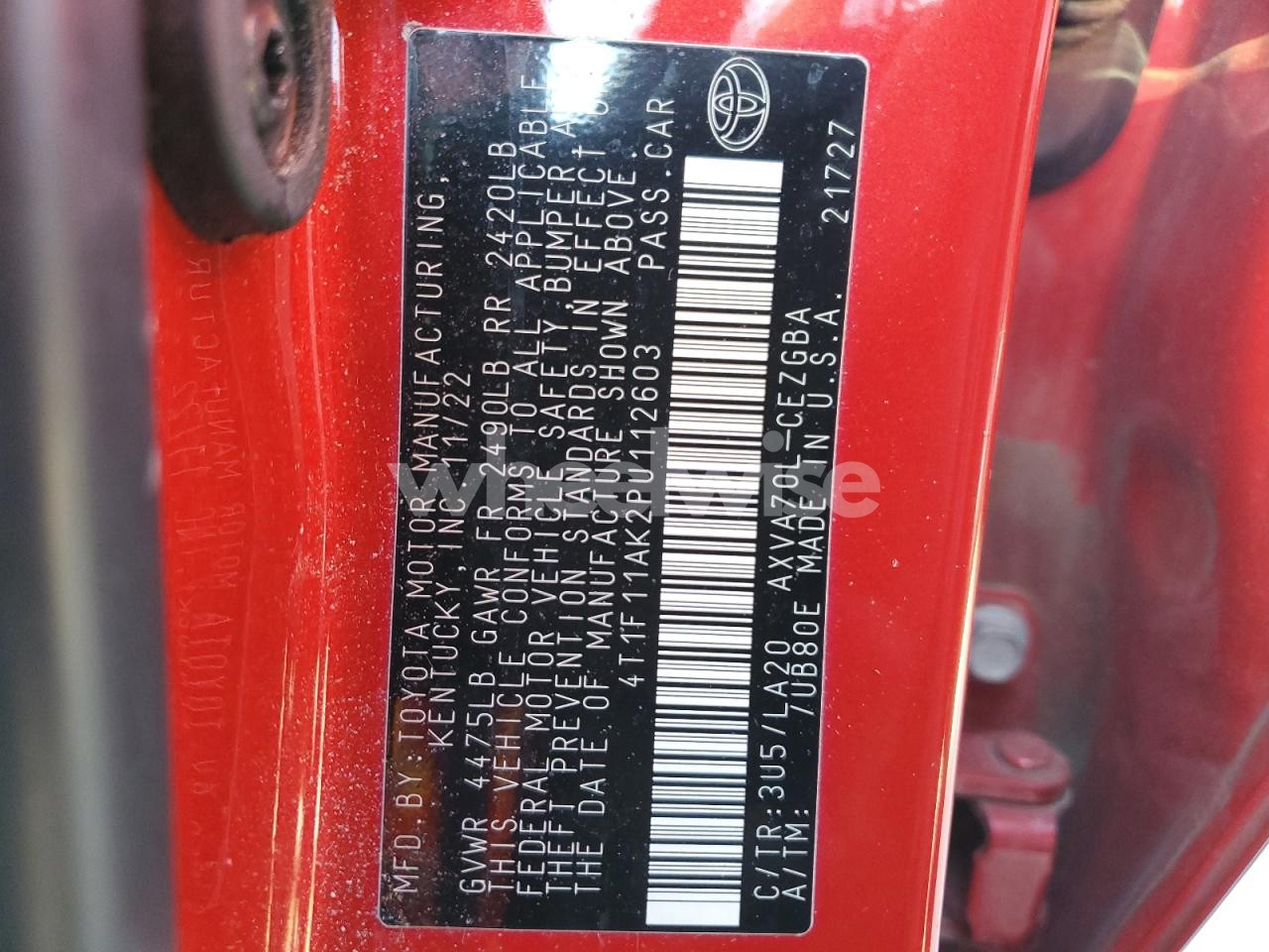 Photo 13 of 2023 TOYOTA CAMRY XLE (VIN 4T1F11AK2PU112603)