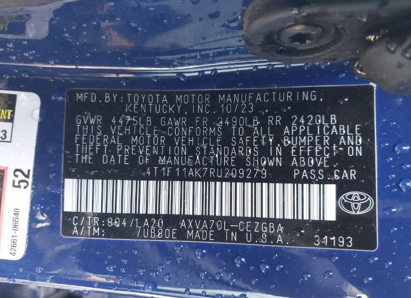 Photo 9 of 2024 Toyota Camry XLE (VIN 4T1F11AK7RU209279)