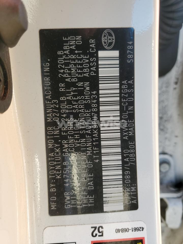 Photo 12 of 2023 TOYOTA CAMRY XLE (VIN 4T1F11AK9PU788434)