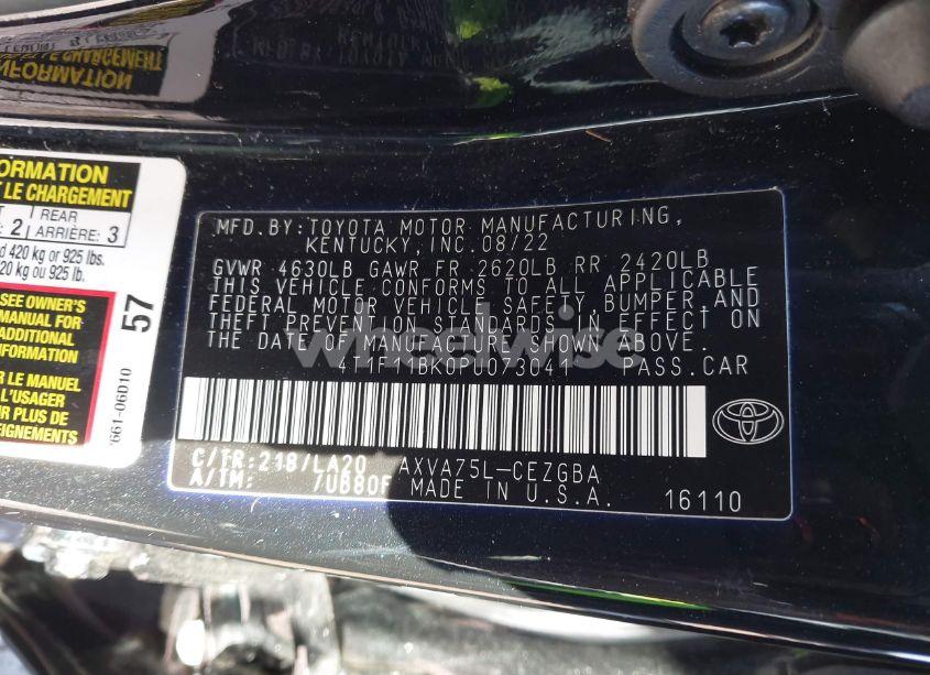 Photo 9 of 2023 Toyota Camry XLE AWD (VIN 4T1F11BK0PU073041)