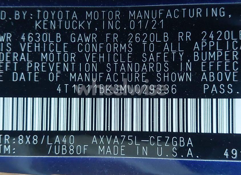 Photo 9 of 2021 Toyota Camry XLE (VIN 4T1F11BK3MU029336)