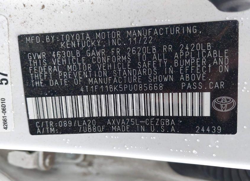 Photo 9 of 2023 Toyota Camry XLE AWD (VIN 4T1F11BK5PU085668)