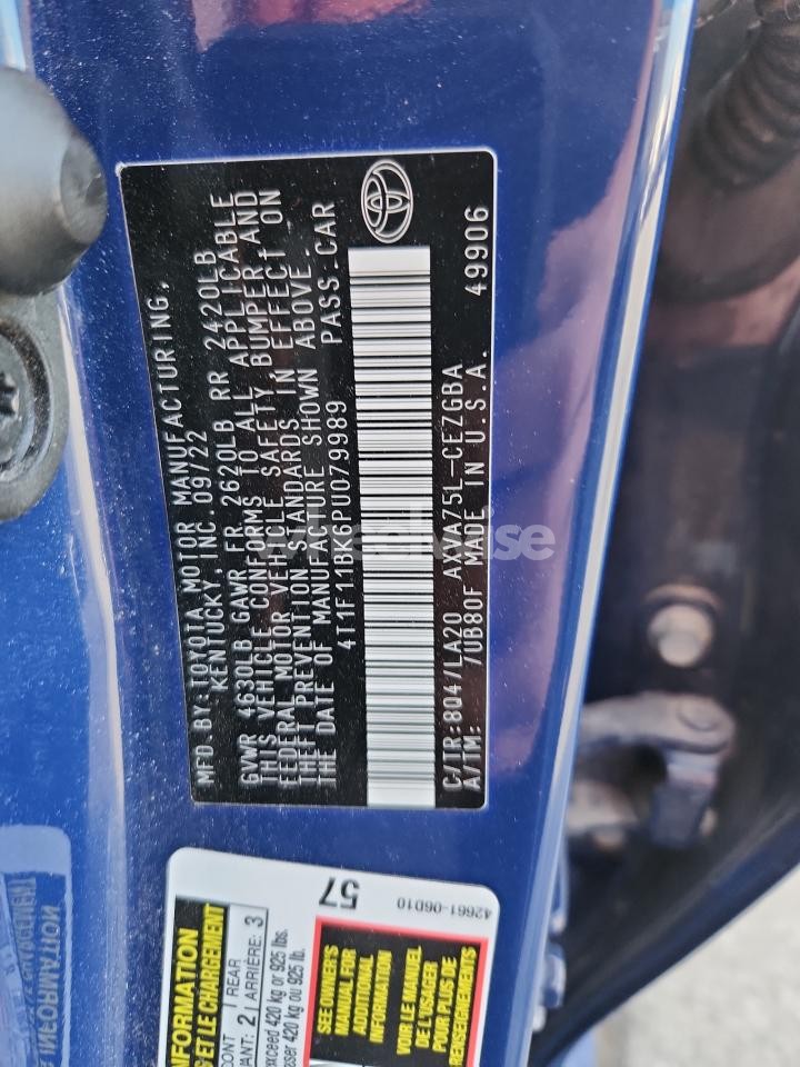 Photo 13 of 2023 TOYOTA CAMRY XLE (VIN 4T1F11BK6PU079989)