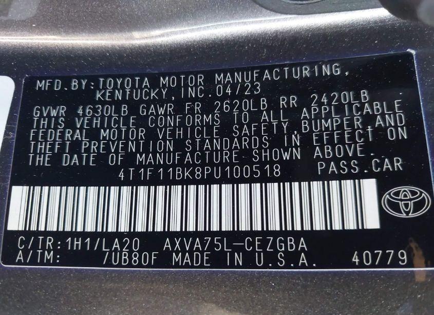 Photo 9 of 2023 Toyota Camry XLE AWD (VIN 4T1F11BK8PU100518)