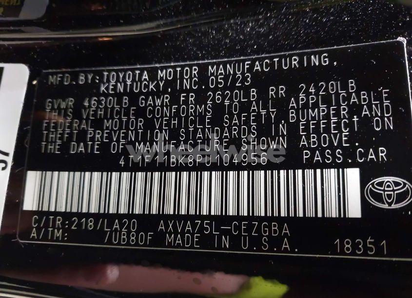 Photo 9 of 2023 Toyota Camry XLE AWD (VIN 4T1F11BK8PU104956)