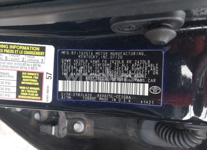 Photo 9 of 2020 Toyota Camry XLE AWD (VIN 4T1F11BK9LU009588)