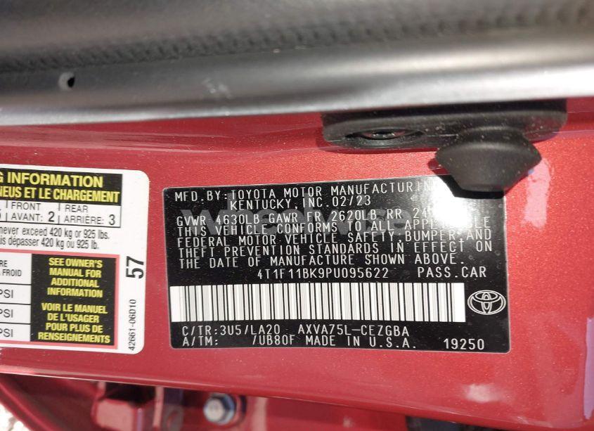 Photo 9 of 2023 Toyota Camry XLE AWD (VIN 4T1F11BK9PU095622)