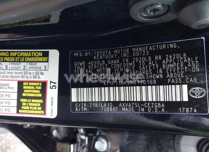 Photo 9 of 2024 Toyota Camry XLE (VIN 4T1F11BK9RU110168)