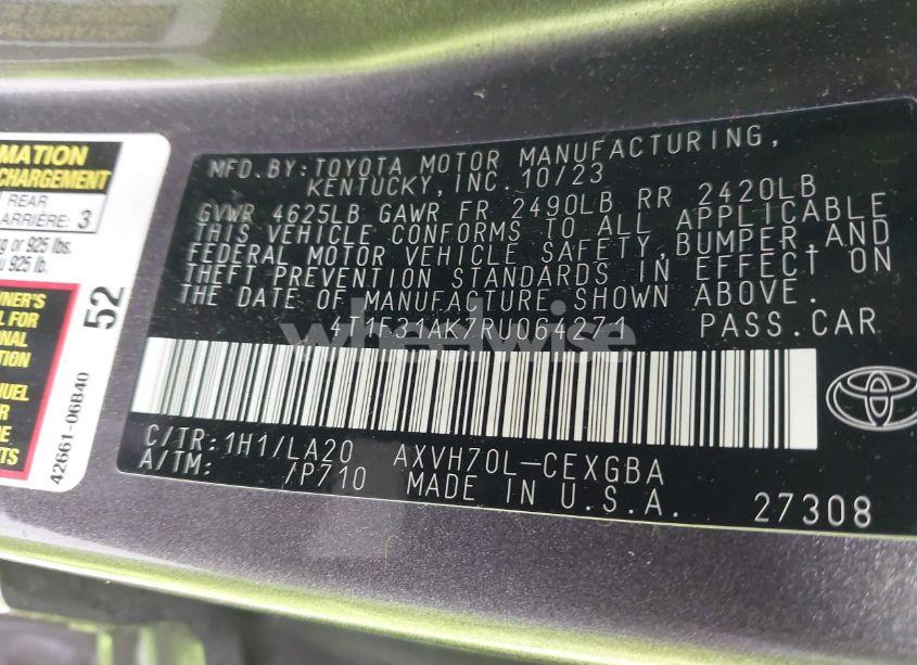 Photo 9 of 2024 Toyota Camry HYBRID XLE (VIN 4T1F31AK7RU064271)