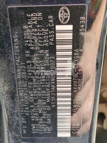 Photo 3 of 2022 TOYOTA CAMRY XLE (VIN 4T1F31AKXNU570073)