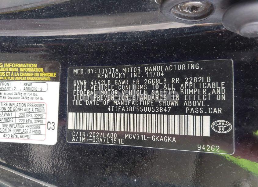 Photo 9 of 2005 Toyota Camry SOLARA SLE (VIN 4T1FA38P55U053847)