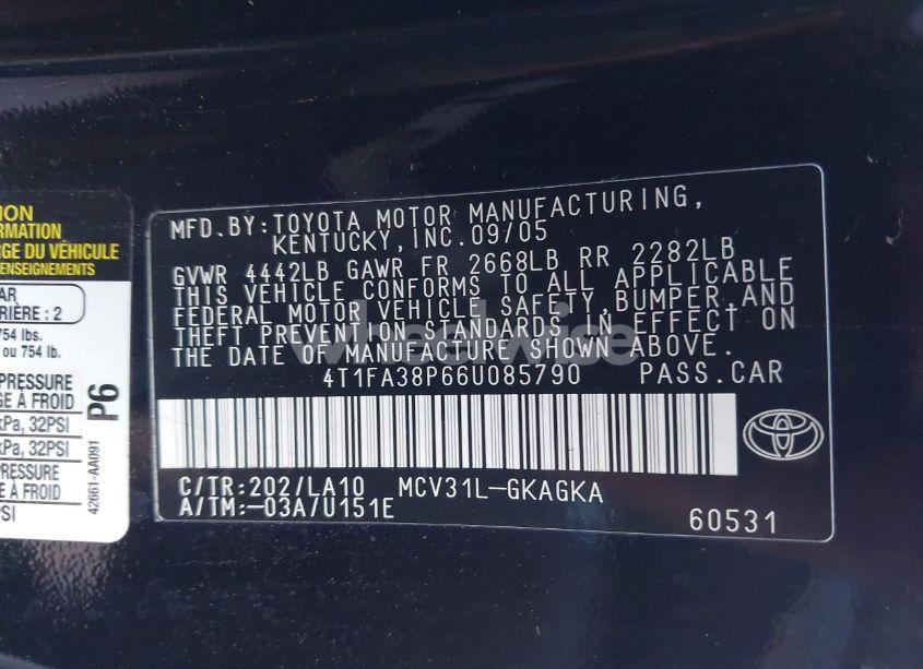 Photo 9 of 2006 Toyota Camry SOLARA SE/SLE (VIN 4T1FA38P66U085790)