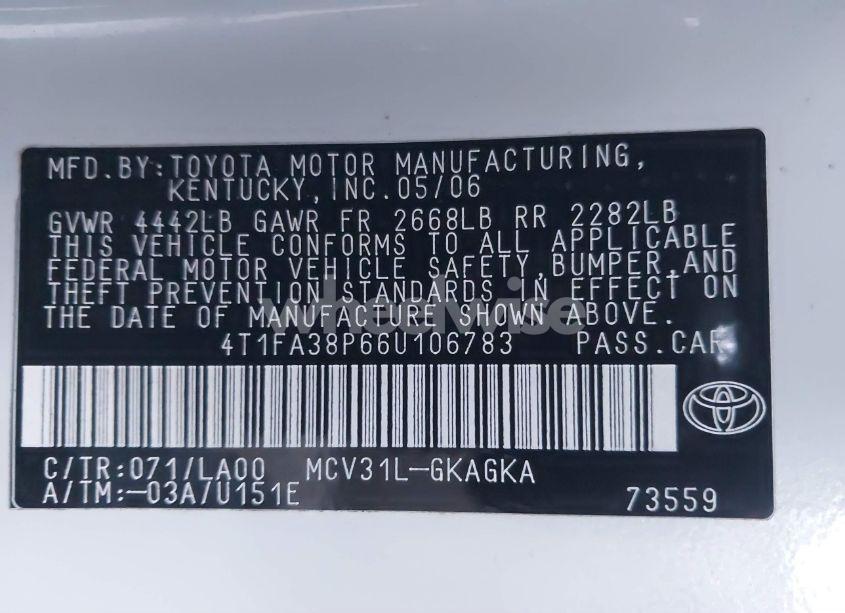 Photo 9 of 2006 Toyota Camry SOLARA SE/SLE (VIN 4T1FA38P66U106783)