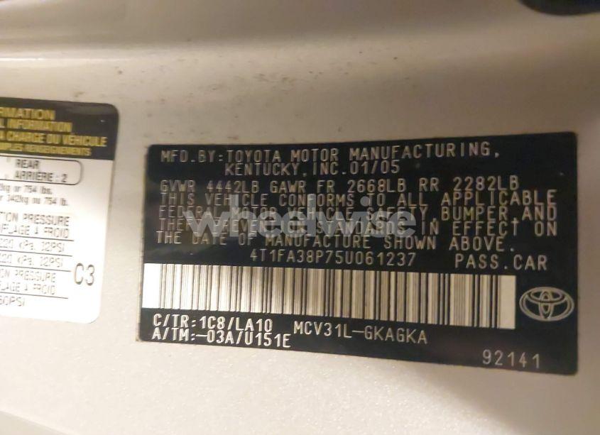 Photo 9 of 2005 Toyota Camry SOLARA SLE (VIN 4T1FA38P75U061237)