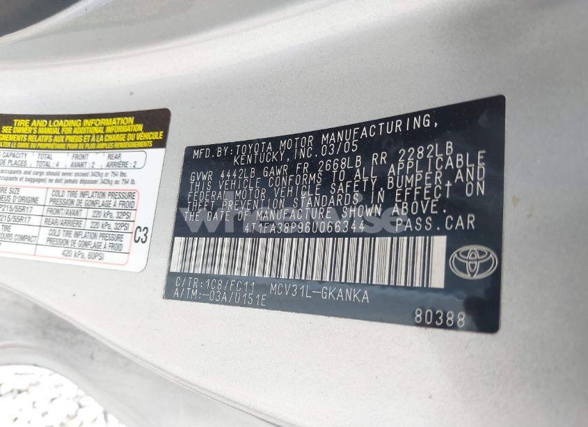 Photo 9 of 2006 Toyota Camry SOLARA SE (VIN 4T1FA38P96U066344)