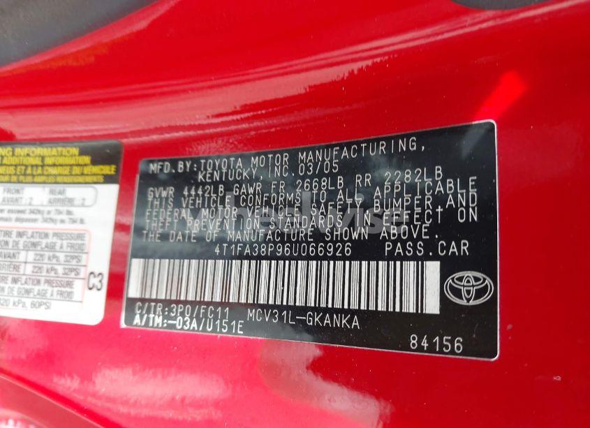 Photo 9 of 2006 Toyota Camry SOLARA SE (VIN 4T1FA38P96U066926)