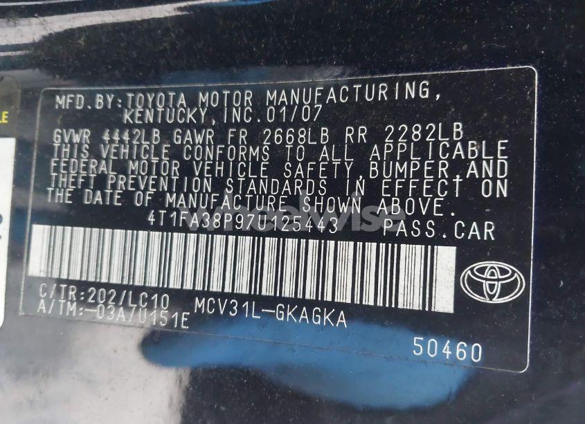 Photo 9 of 2007 Toyota Camry SOLARA SE/SLE/SPORT (VIN 4T1FA38P97U125443)
