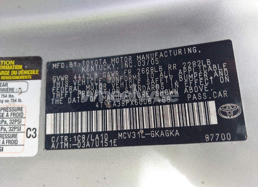 Photo 9 of 2006 Toyota Camry SOLARA SLE (VIN 4T1FA38PX6U067468)