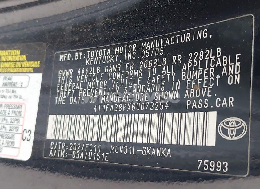 Photo 9 of 2006 Toyota Camry SOLARA SE (VIN 4T1FA38PX6U073254)