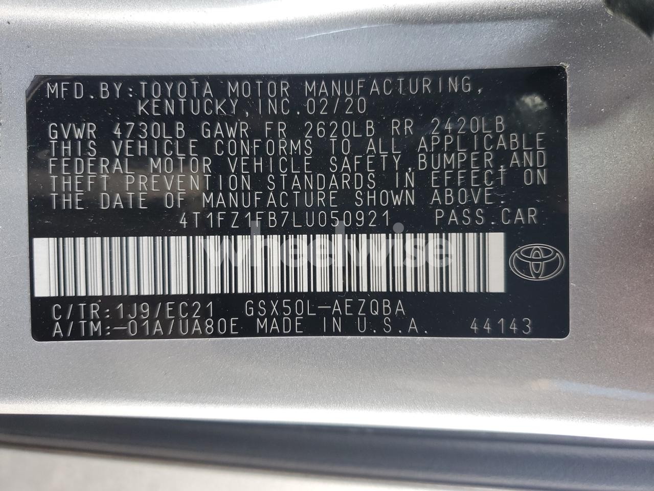 Photo 12 of 2020 TOYOTA AVALON XSE (VIN 4T1FZ1FB7LU050921)