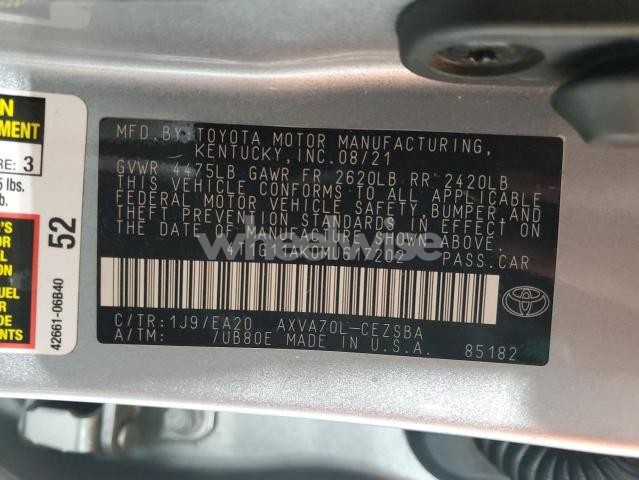 Photo 9 of 2021 TOYOTA CAMRY SE (VIN 4T1G11AK0MU617202)