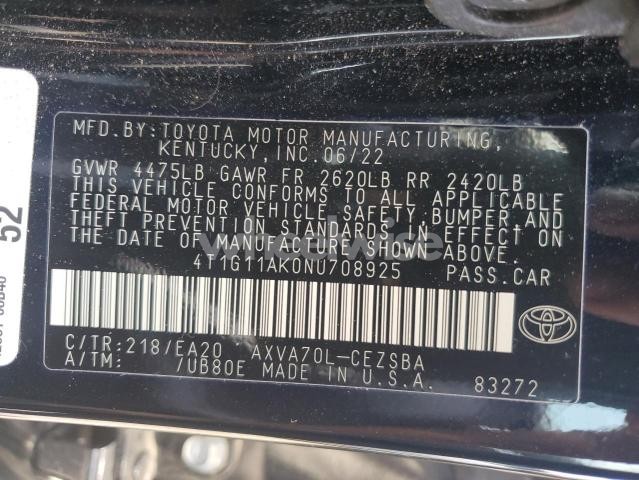 Photo 9 of 2022 TOYOTA CAMRY SE (VIN 4T1G11AK0NU708925)