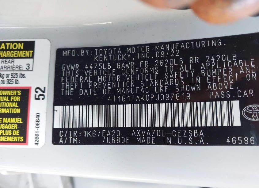 Photo 9 of 2023 Toyota Camry SE (VIN 4T1G11AK0PU097619)