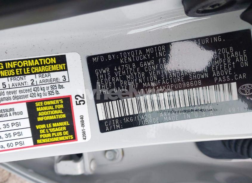 Photo 9 of 2023 Toyota Camry SE (VIN 4T1G11AK0PU098608)