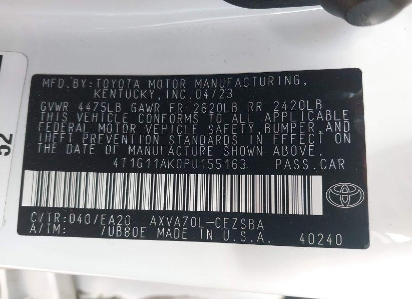 Photo 9 of 2023 Toyota Camry SE (VIN 4T1G11AK0PU155163)