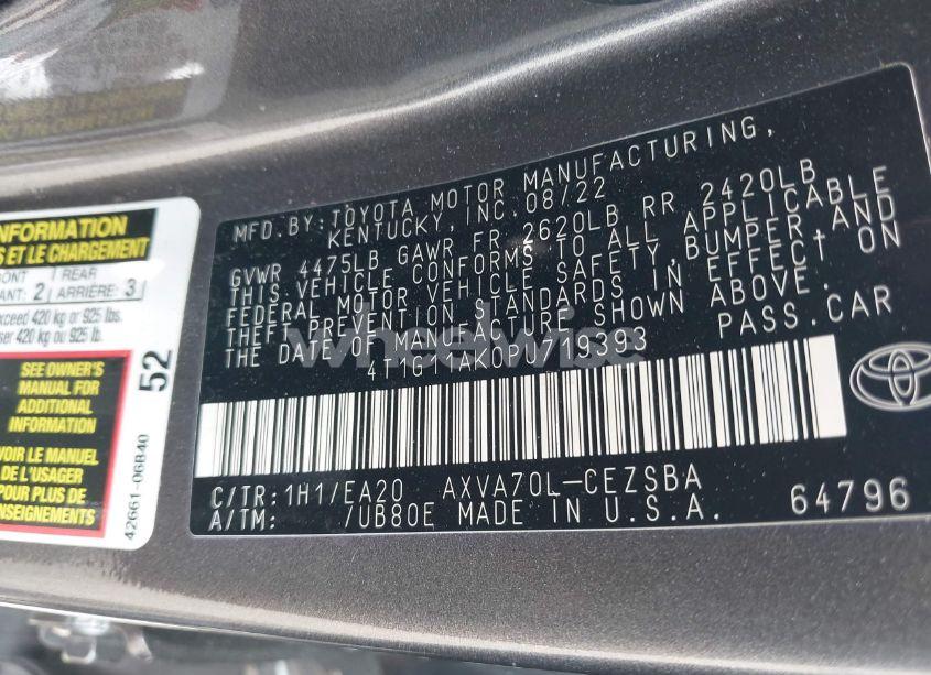 Photo 9 of 2023 Toyota Camry SE (VIN 4T1G11AK0PU719393)