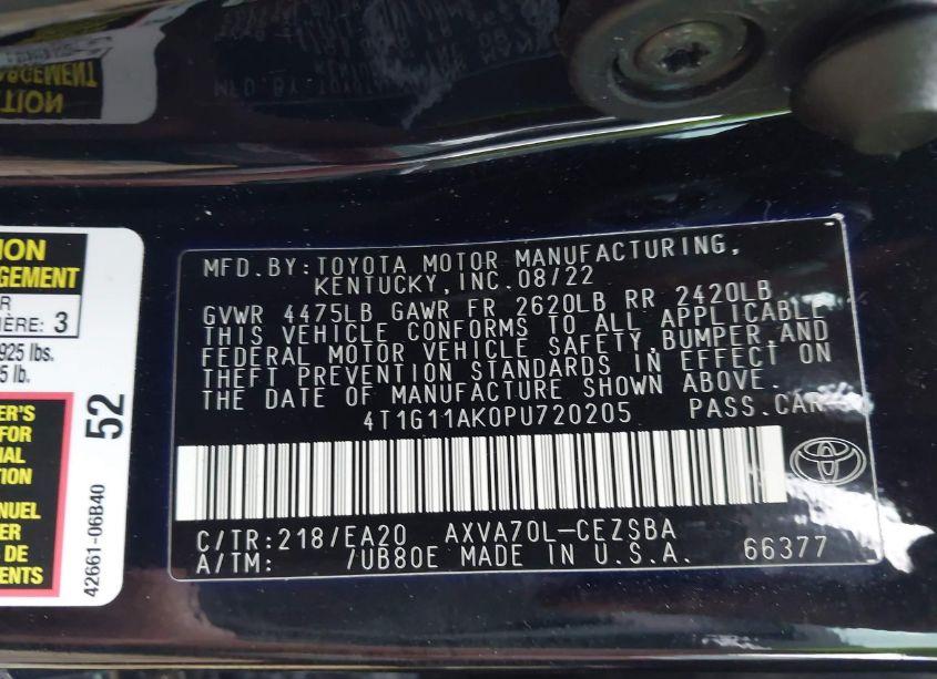 Photo 9 of 2023 Toyota Camry SE (VIN 4T1G11AK0PU720205)