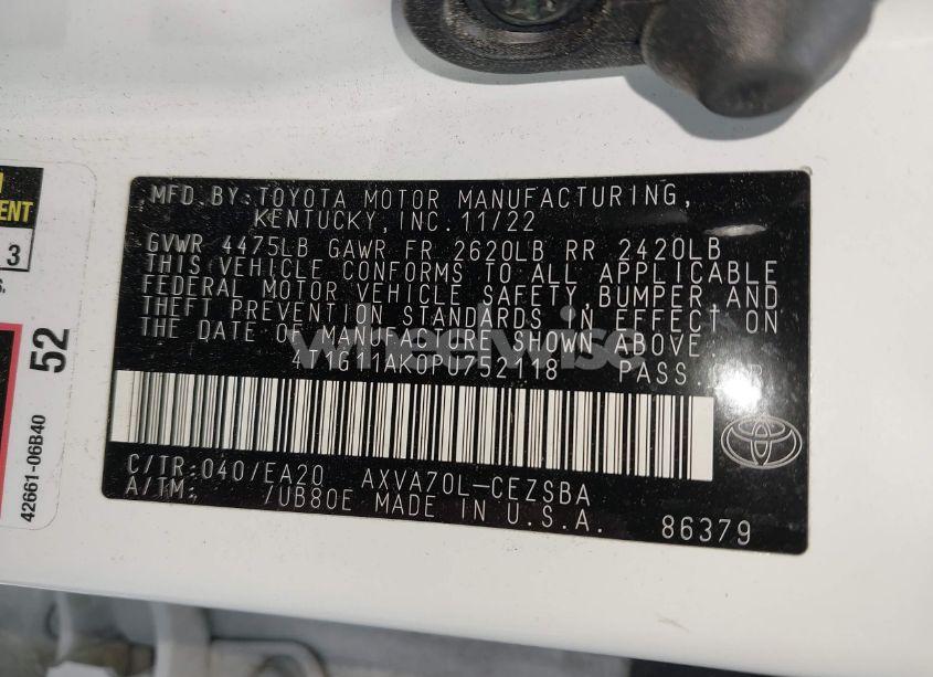 Photo 9 of 2023 Toyota Camry SE (VIN 4T1G11AK0PU752118)