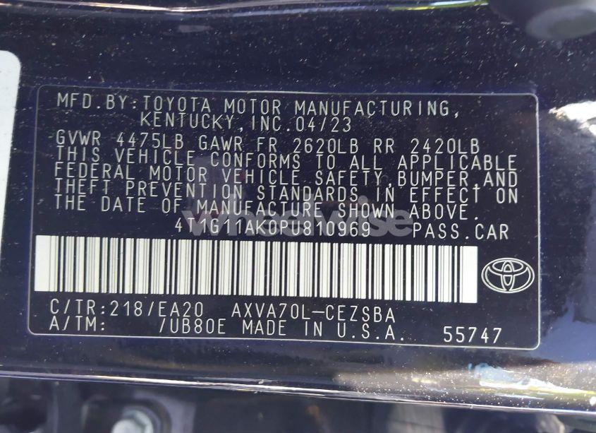 Photo 9 of 2023 Toyota Camry SE (VIN 4T1G11AK0PU810969)
