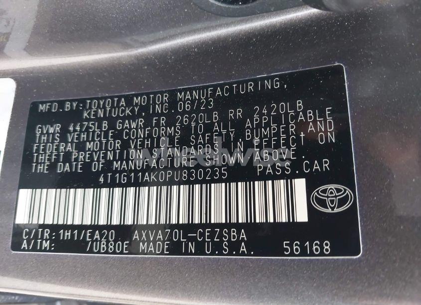Photo 9 of 2023 Toyota Camry SE (VIN 4T1G11AK0PU830235)