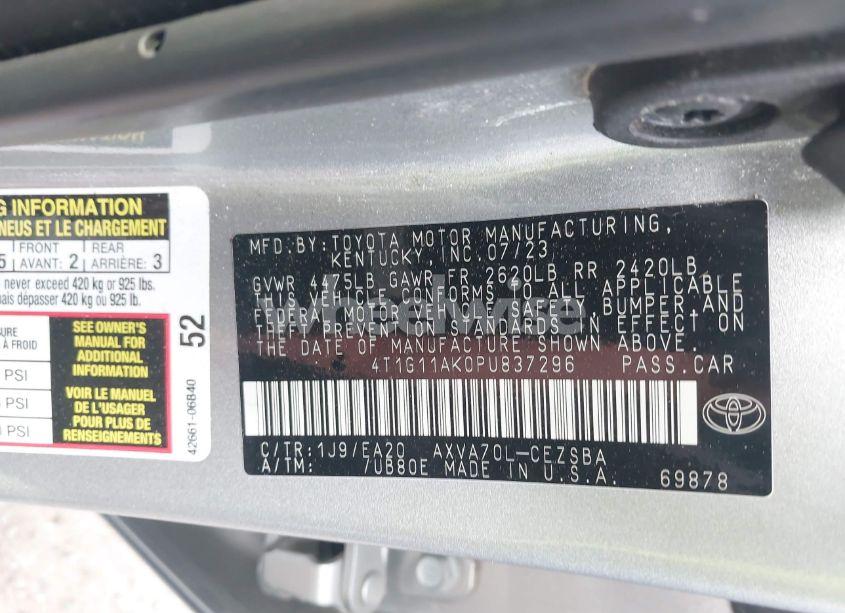 Photo 9 of 2023 Toyota Camry SE (VIN 4T1G11AK0PU837296)