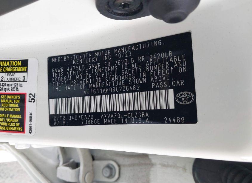 Photo 9 of 2024 Toyota Camry SE (VIN 4T1G11AK0RU206485)