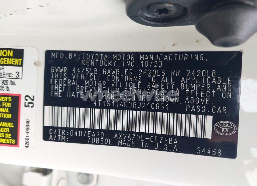 Photo 9 of 2024 Toyota Camry SE (VIN 4T1G11AK0RU210651)