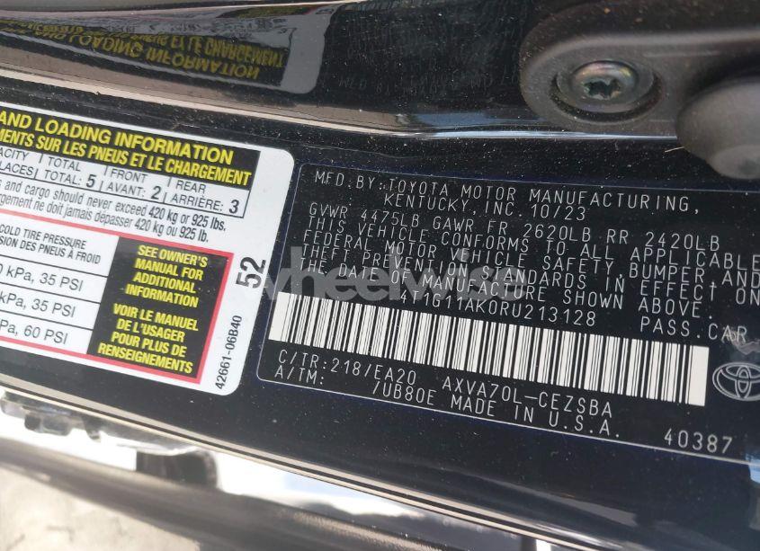 Photo 9 of 2024 Toyota Camry SE (VIN 4T1G11AK0RU213128)