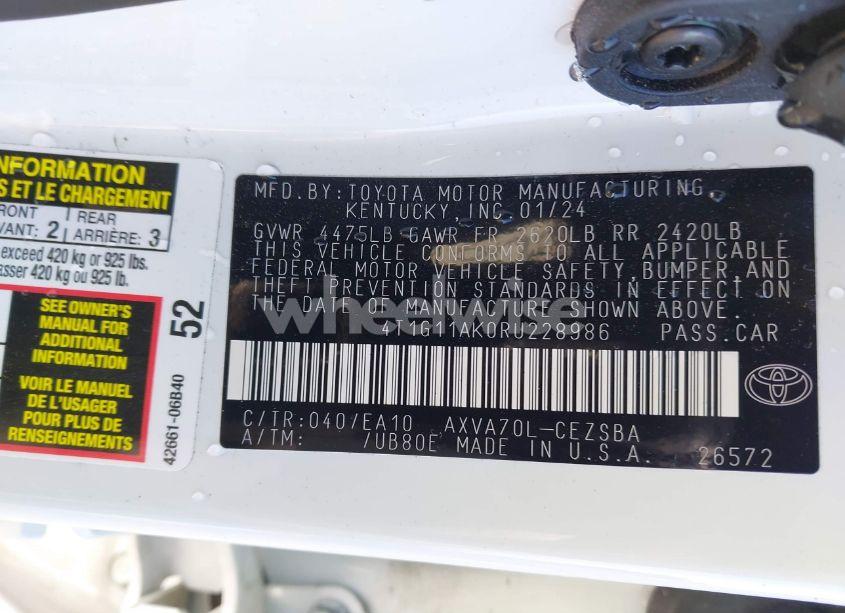 Photo 9 of 2024 Toyota Camry SE (VIN 4T1G11AK0RU228986)