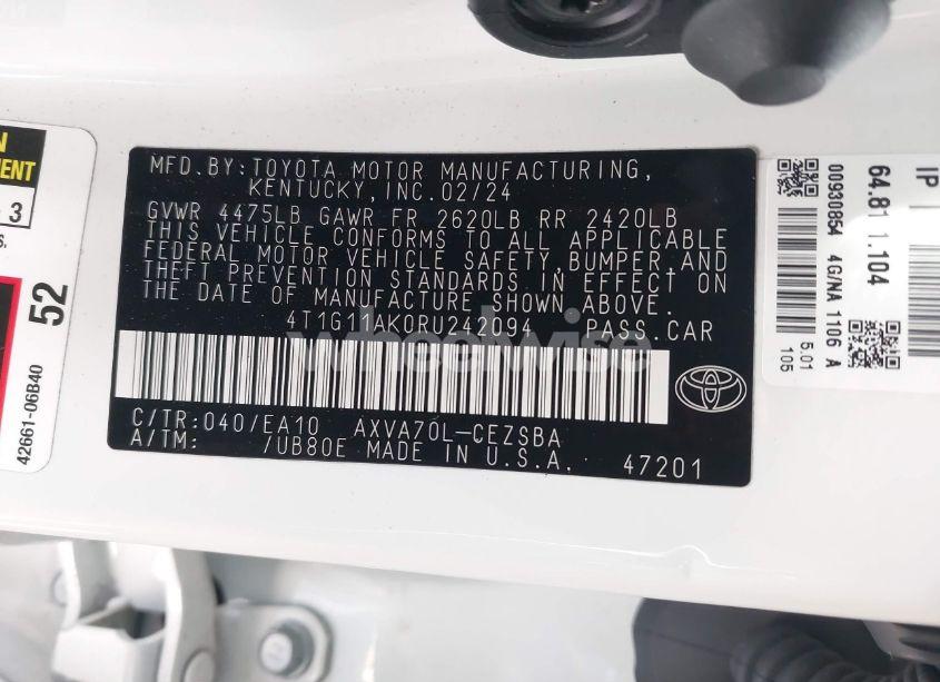 Photo 9 of 2024 Toyota Camry SE (VIN 4T1G11AK0RU242094)