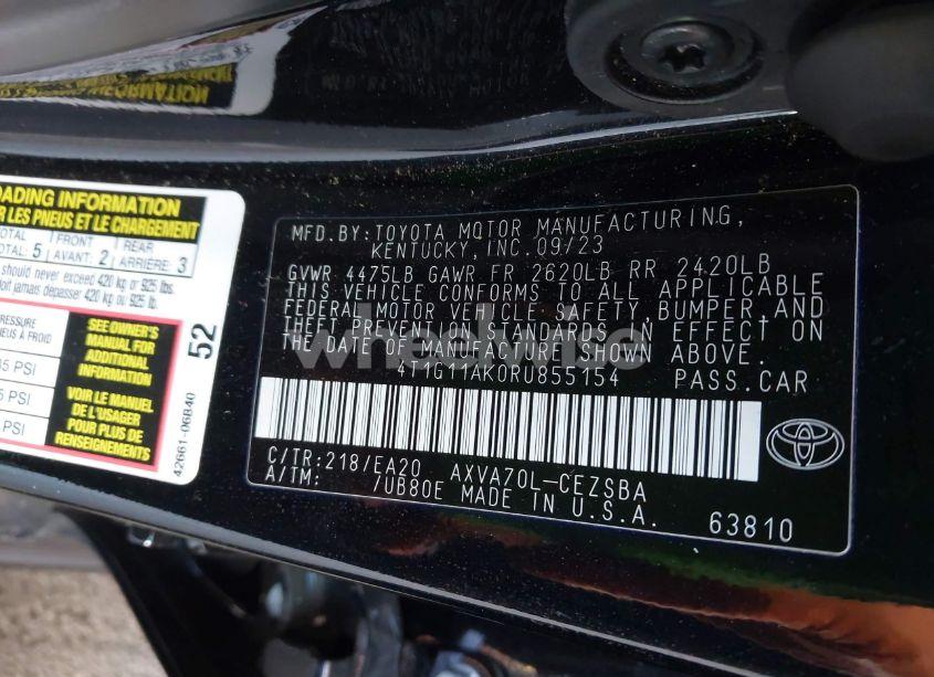 Photo 9 of 2024 Toyota Camry SE (VIN 4T1G11AK0RU855154)