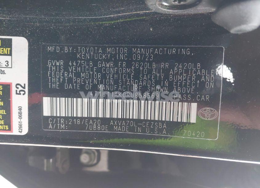 Photo 9 of 2024 Toyota Camry SE (VIN 4T1G11AK0RU858569)