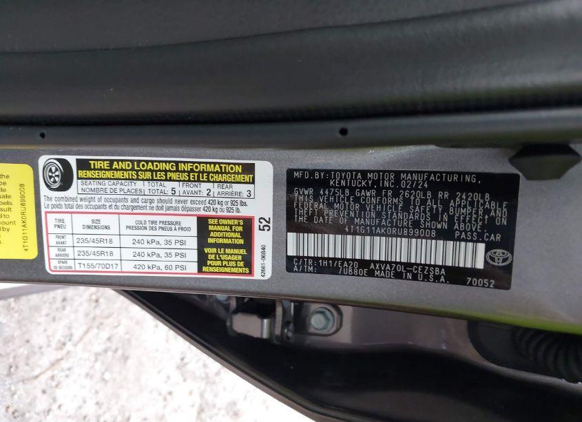 Photo 9 of 2024 Toyota Camry SE (VIN 4T1G11AK0RU899008)