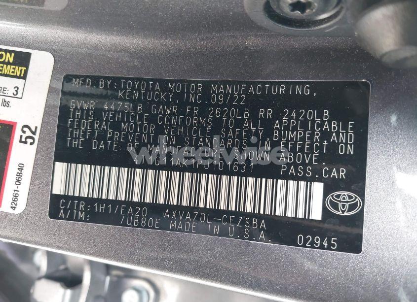 Photo 9 of 2023 Toyota Camry SE (VIN 4T1G11AK1PU101631)