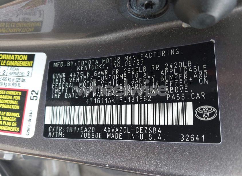 Photo 9 of 2023 Toyota Camry SE (VIN 4T1G11AK1PU181562)