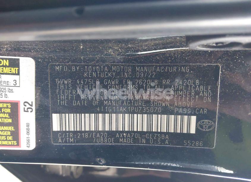 Photo 9 of 2023 Toyota Camry SE (VIN 4T1G11AK1PU735070)