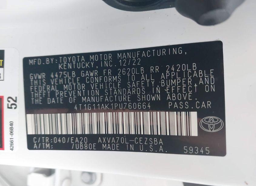 Photo 9 of 2023 Toyota Camry SE (VIN 4T1G11AK1PU760664)