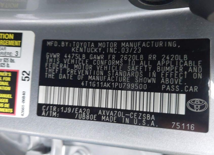 Photo 9 of 2023 Toyota Camry SE (VIN 4T1G11AK1PU799500)