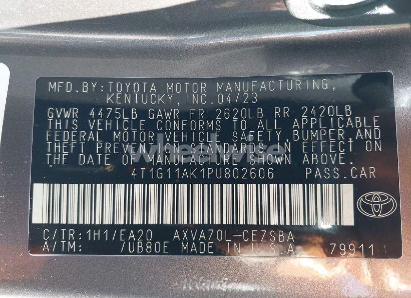 Photo 9 of 2023 Toyota Camry SE NIGHT SHADE/SE (VIN 4T1G11AK1PU802606)