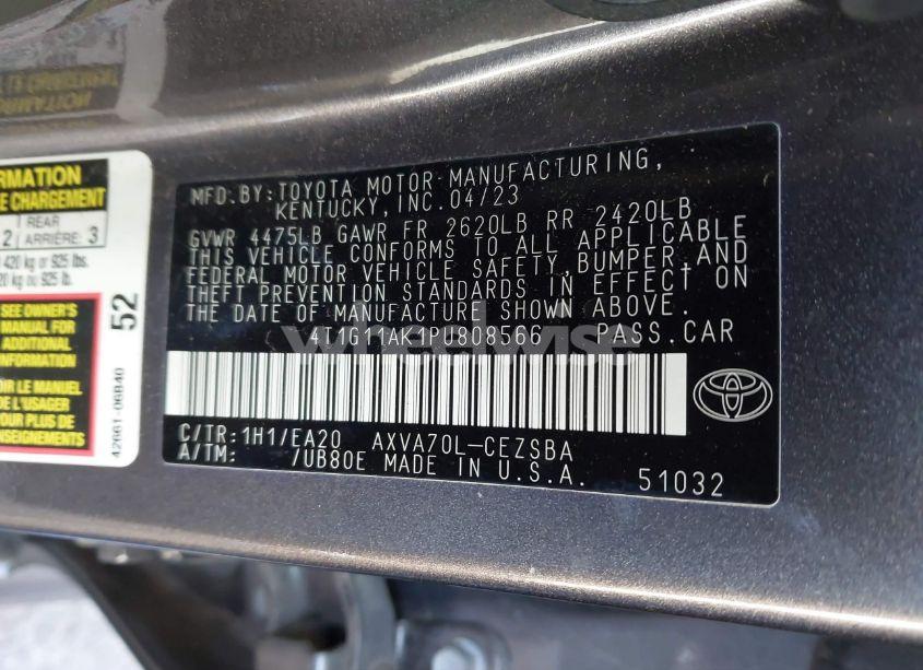 Photo 9 of 2023 Toyota Camry SE (VIN 4T1G11AK1PU808566)